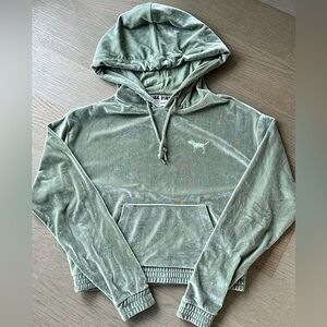 PINK - light olive green velvet hoodie